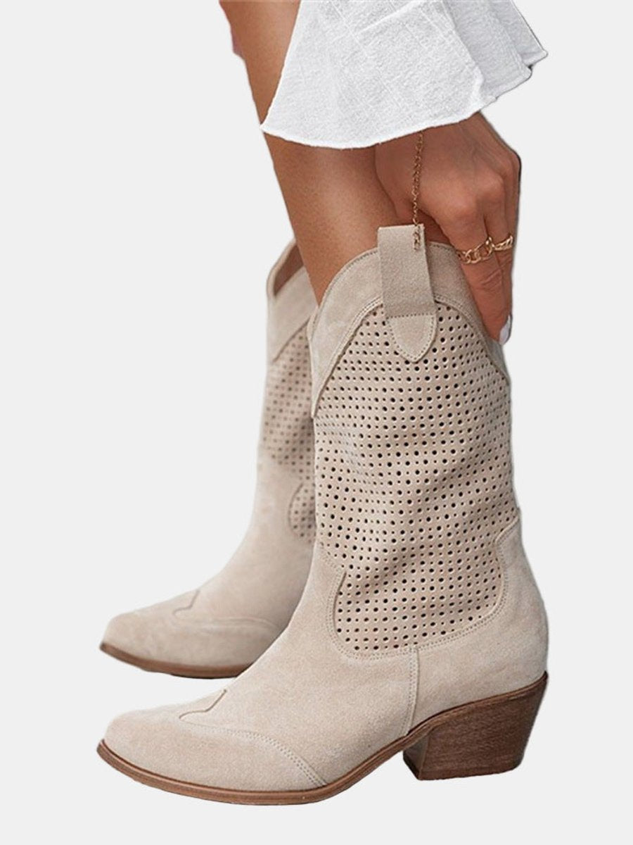 Sophie - Bottes Hautes Chic Daim Ajourées