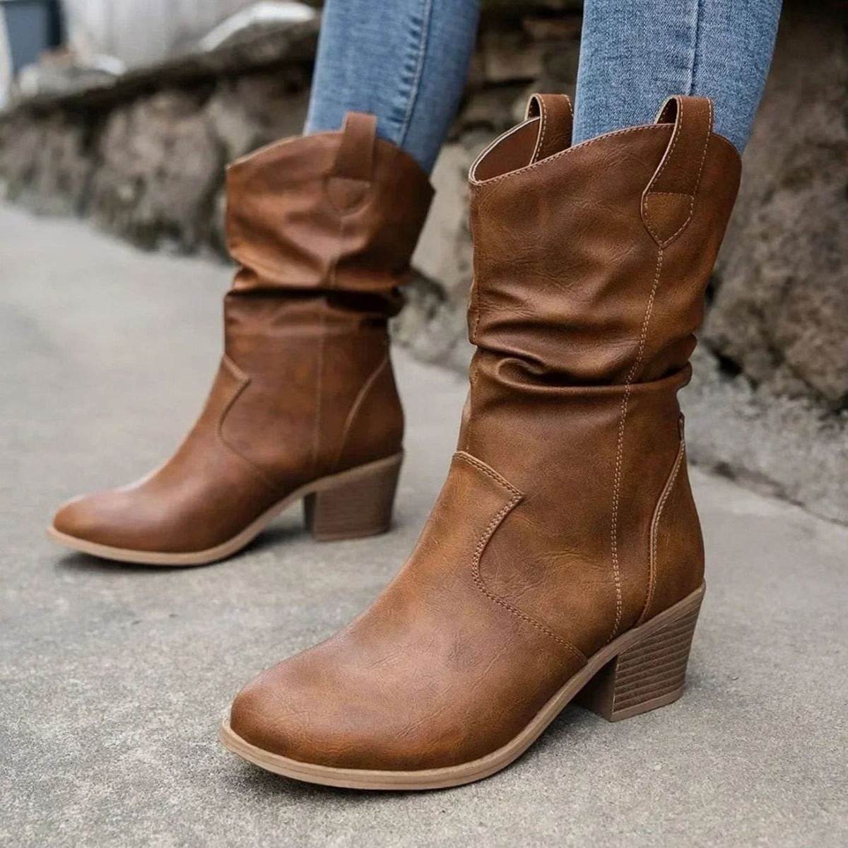 Virginie - Bottes Chic Western Plissées