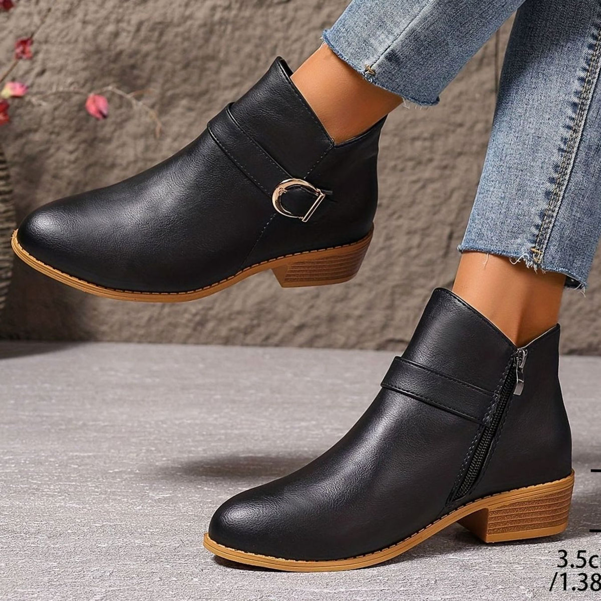 Hélène - Bottines Élégantes Boucle Talon Carré