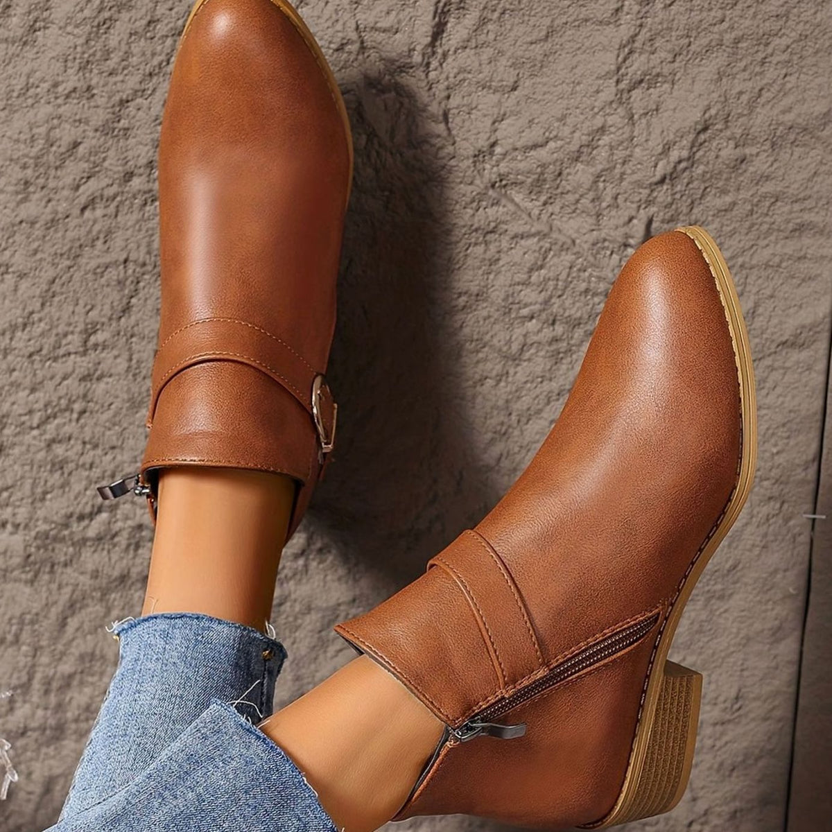Hélène - Bottines Élégantes Boucle Talon Carré
