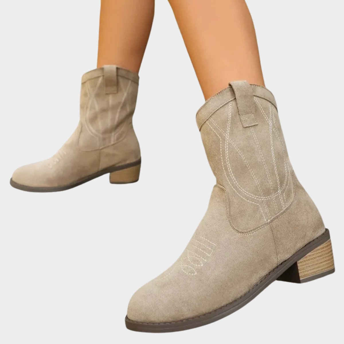 Claire - Bottes Cowboy Élégantes Daim Brodées