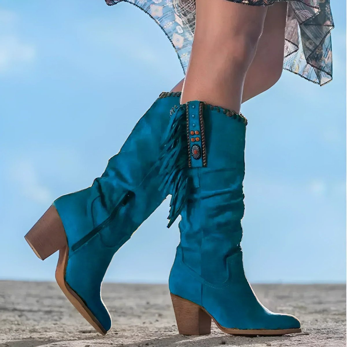 Léa - Bottes Hautes Chic Daim Franges