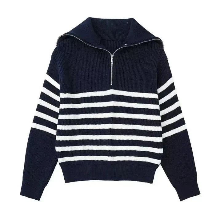 Sébastien - Pull Chic Rayé Col Montant