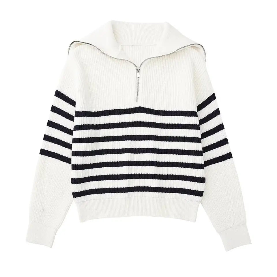 Sébastien - Pull Chic Rayé Col Montant