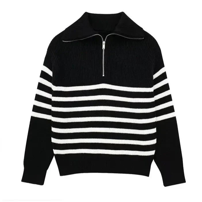 Sébastien - Pull Chic Rayé Col Montant