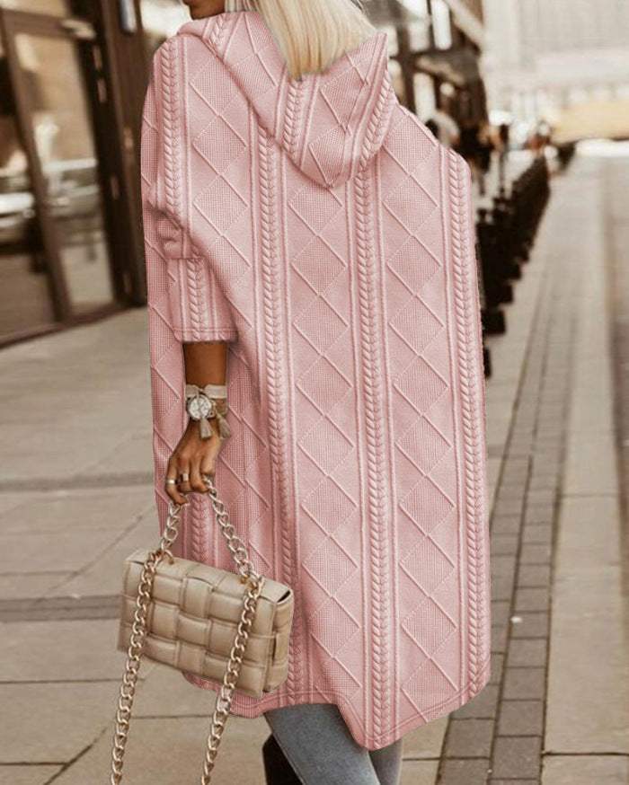 Émilie - Manteau Élégant Maille à Capuche