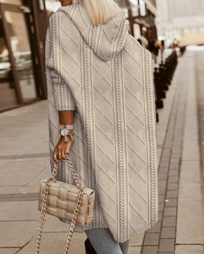 Émilie - Manteau Élégant Maille à Capuche