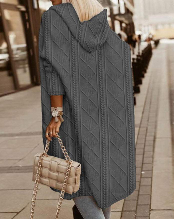 Émilie - Manteau Élégant Maille à Capuche