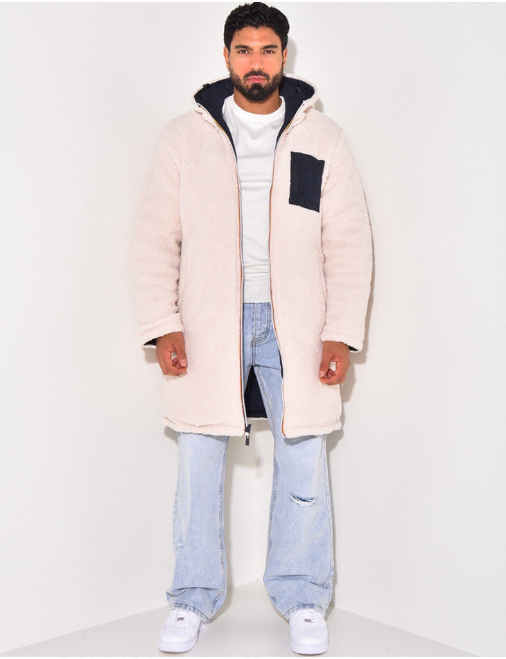 Thierry - Manteau Chic Long Sherpa à Capuche