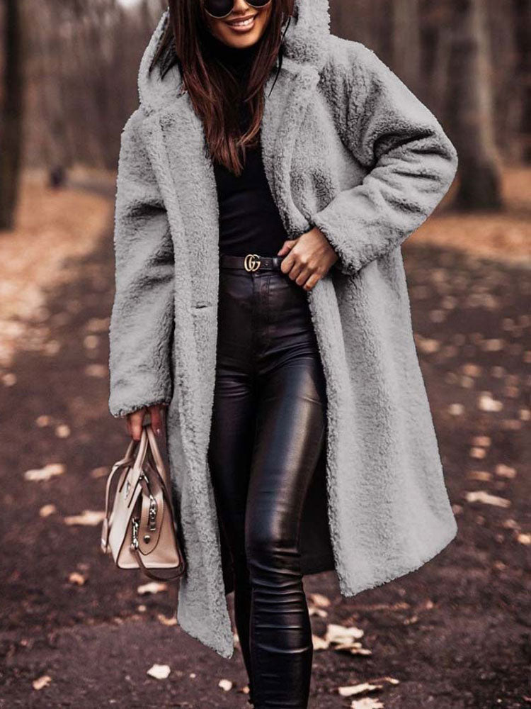Stéphanie - Manteau Élégant Long Sherpa