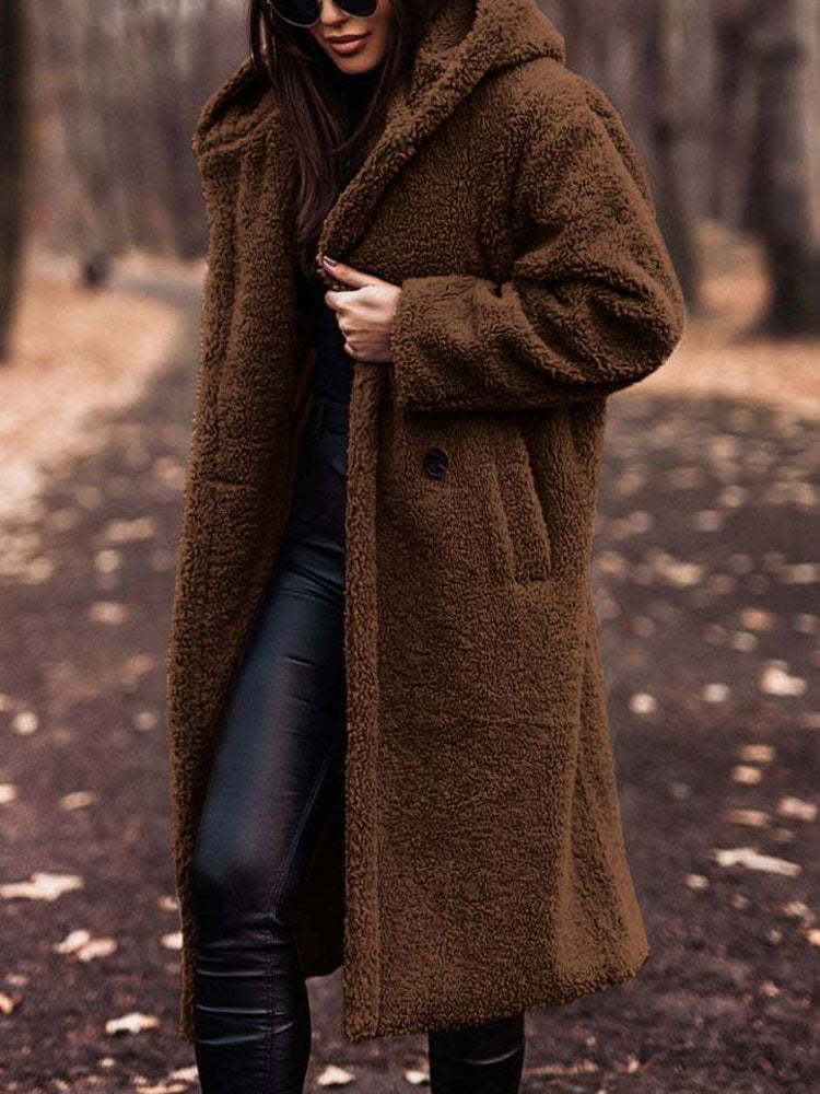 Stéphanie - Manteau Élégant Long Sherpa