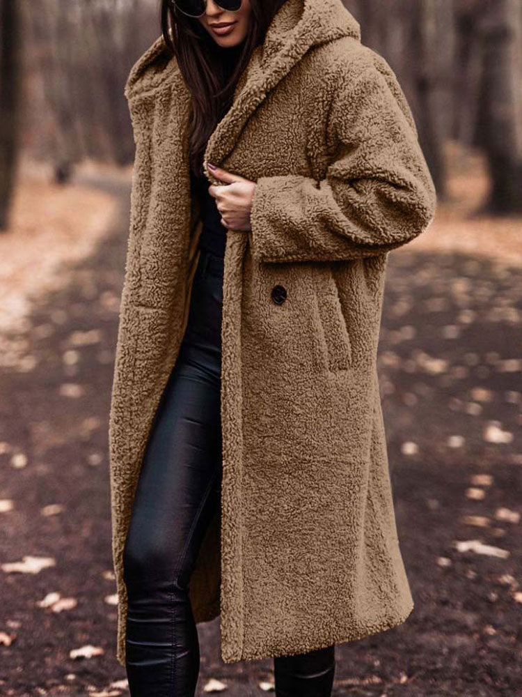 Stéphanie - Manteau Élégant Long Sherpa