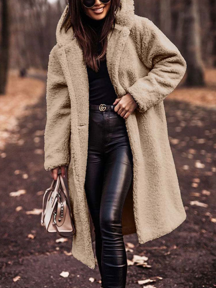 Stéphanie - Manteau Élégant Long Sherpa