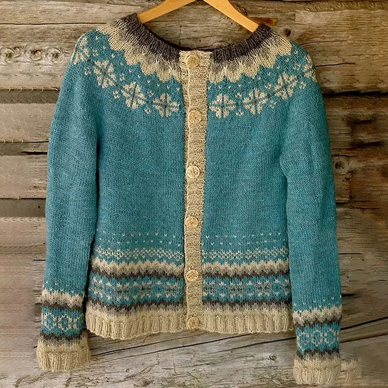 Florence - Cardigan Élégant Jacquard Nordique