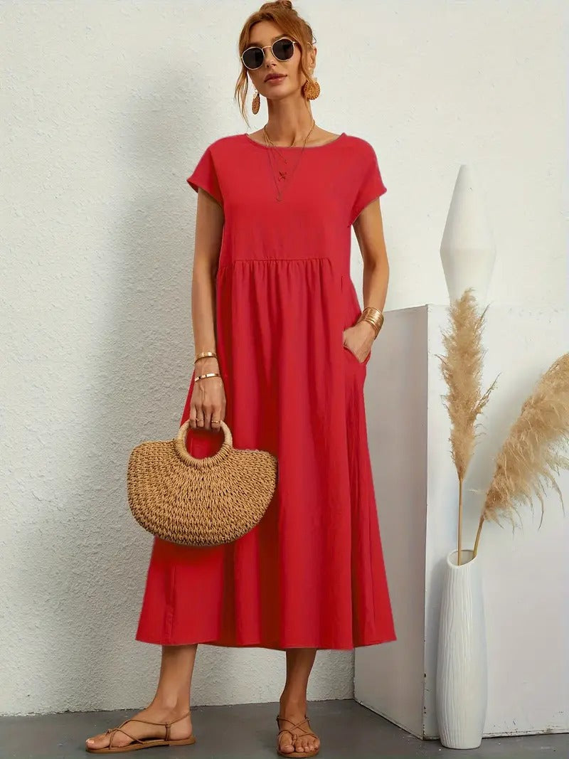 Cléophée - Robe Élégante Avec Poches Pratiques Et Coupe Fluide