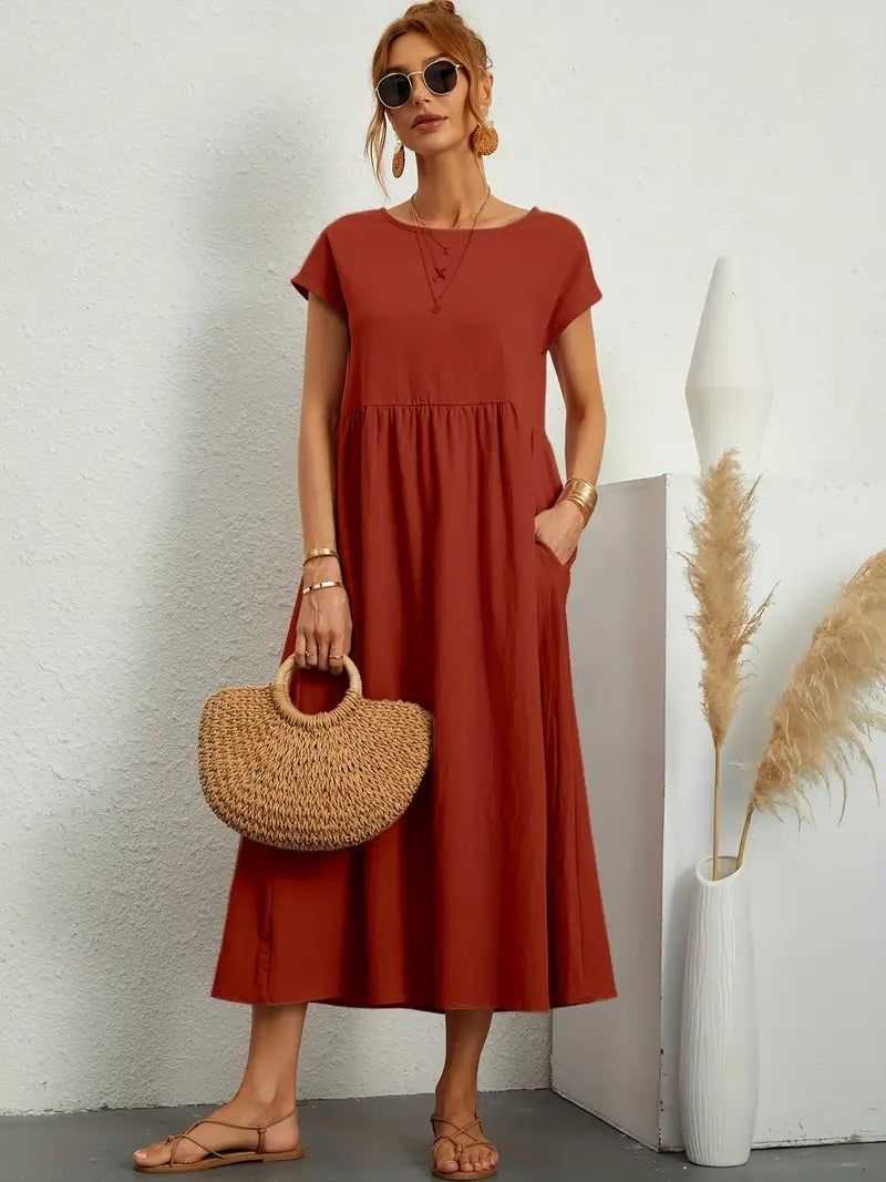 Cléophée - Robe Élégante Avec Poches Pratiques Et Coupe Fluide