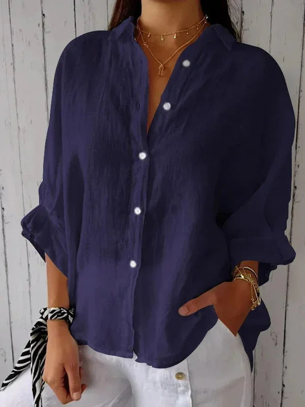 Stéphanie - Chemise en Lin Légère Boutonnée Femme