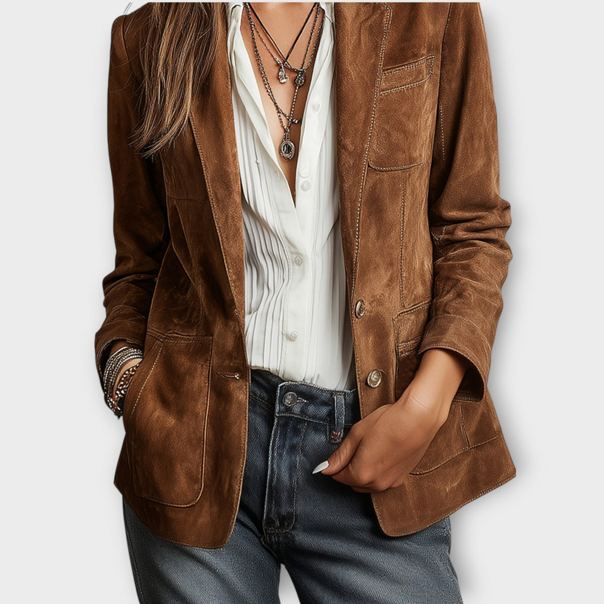 Priya | Blazer Chic Daim Vintage