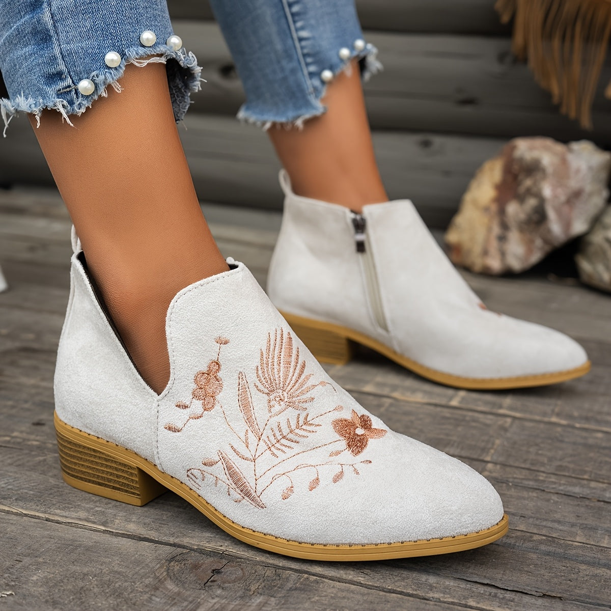 Camille - Bottines Chic Vintage Brodées