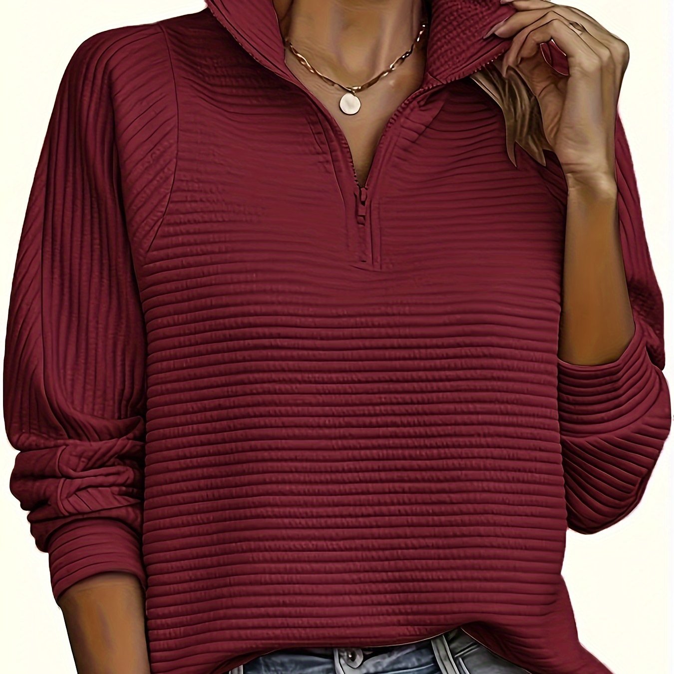 Christine - Sweat Chic Texturé Col Zippé