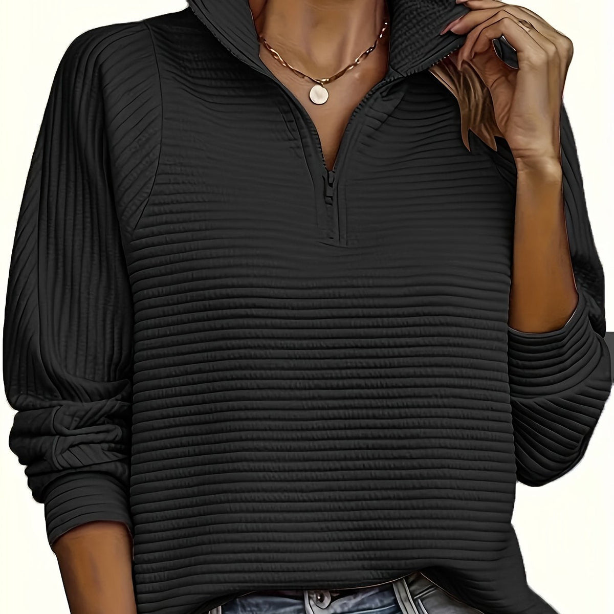 Christine - Sweat Chic Texturé Col Zippé