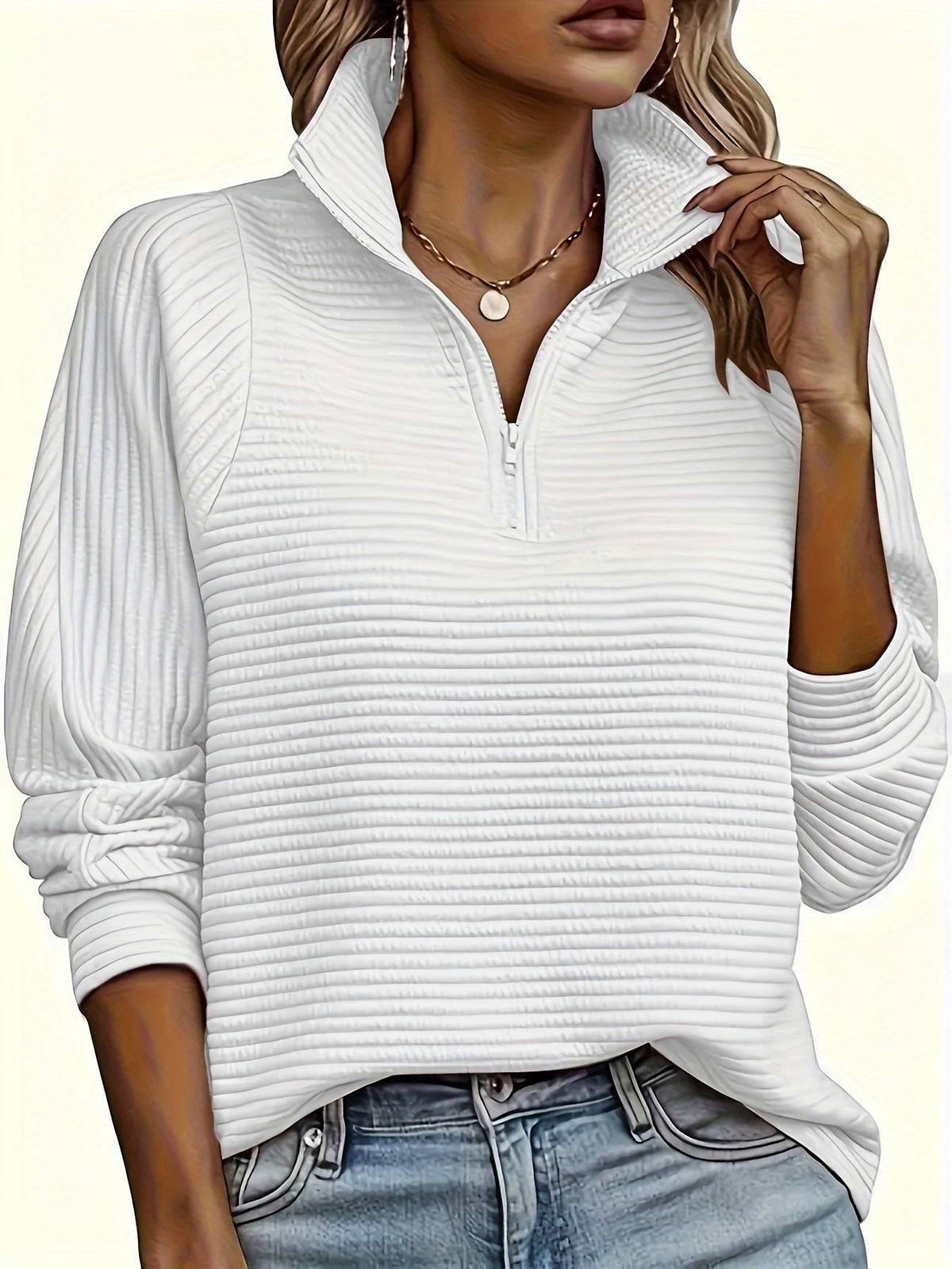 Christine - Sweat Chic Texturé Col Zippé