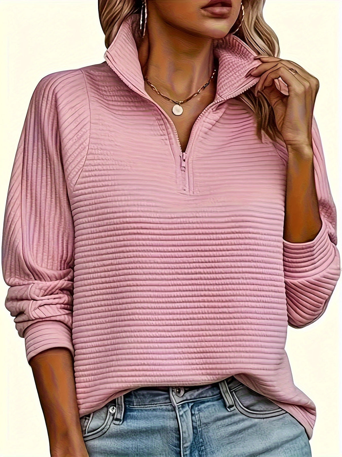 Christine - Sweat Chic Texturé Col Zippé