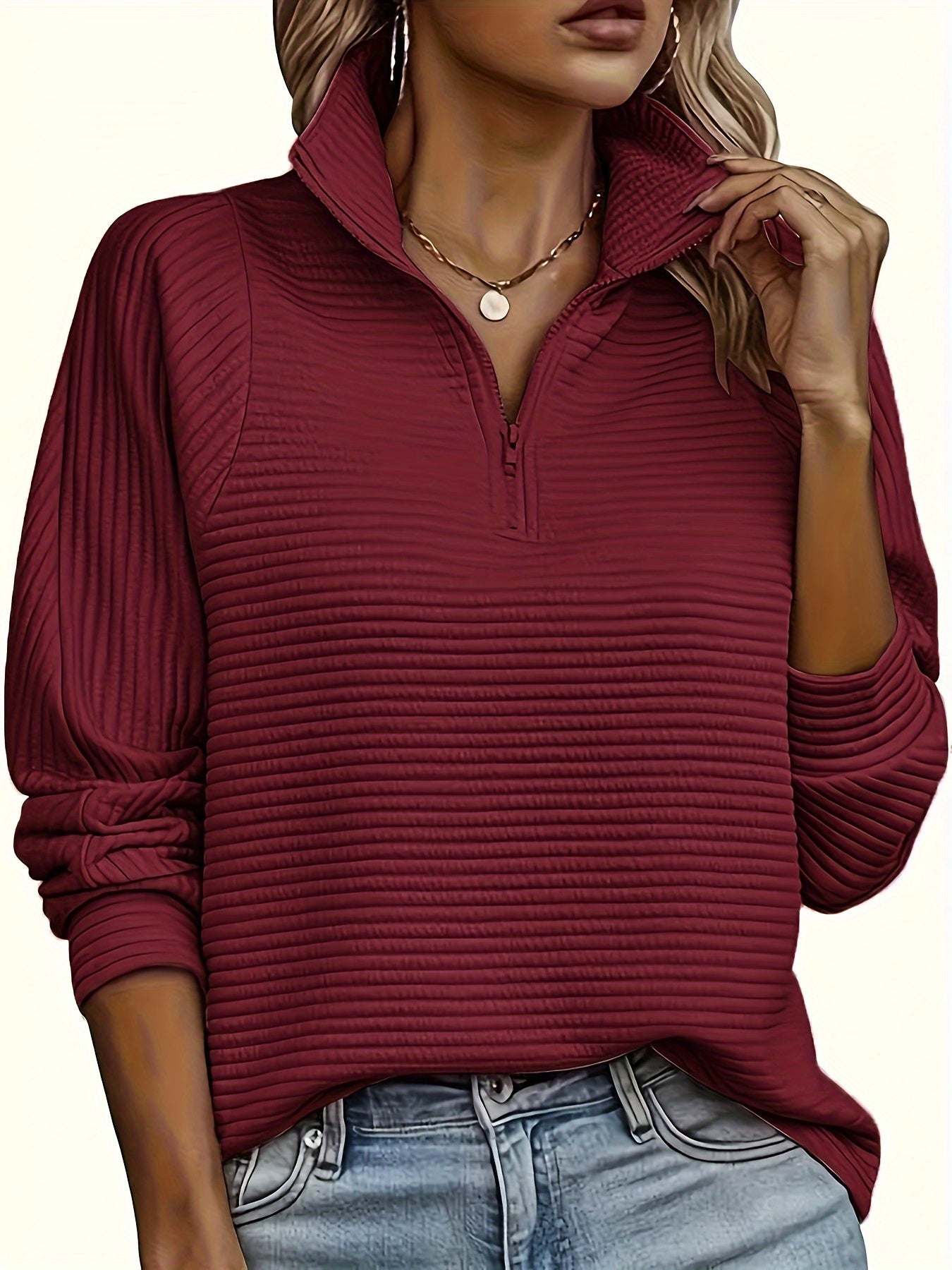 Christine - Sweat Chic Texturé Col Zippé