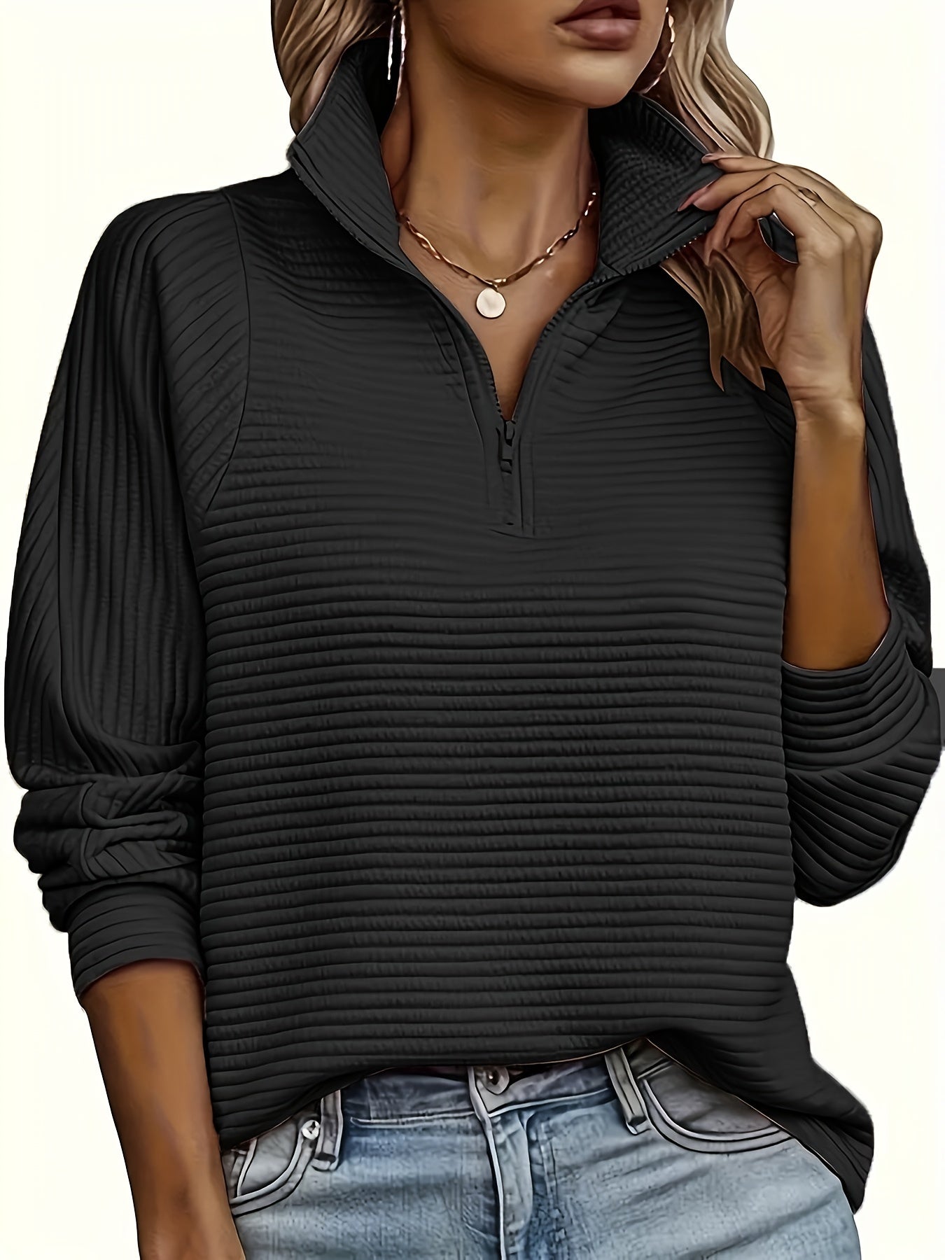 Christine - Sweat Chic Texturé Col Zippé