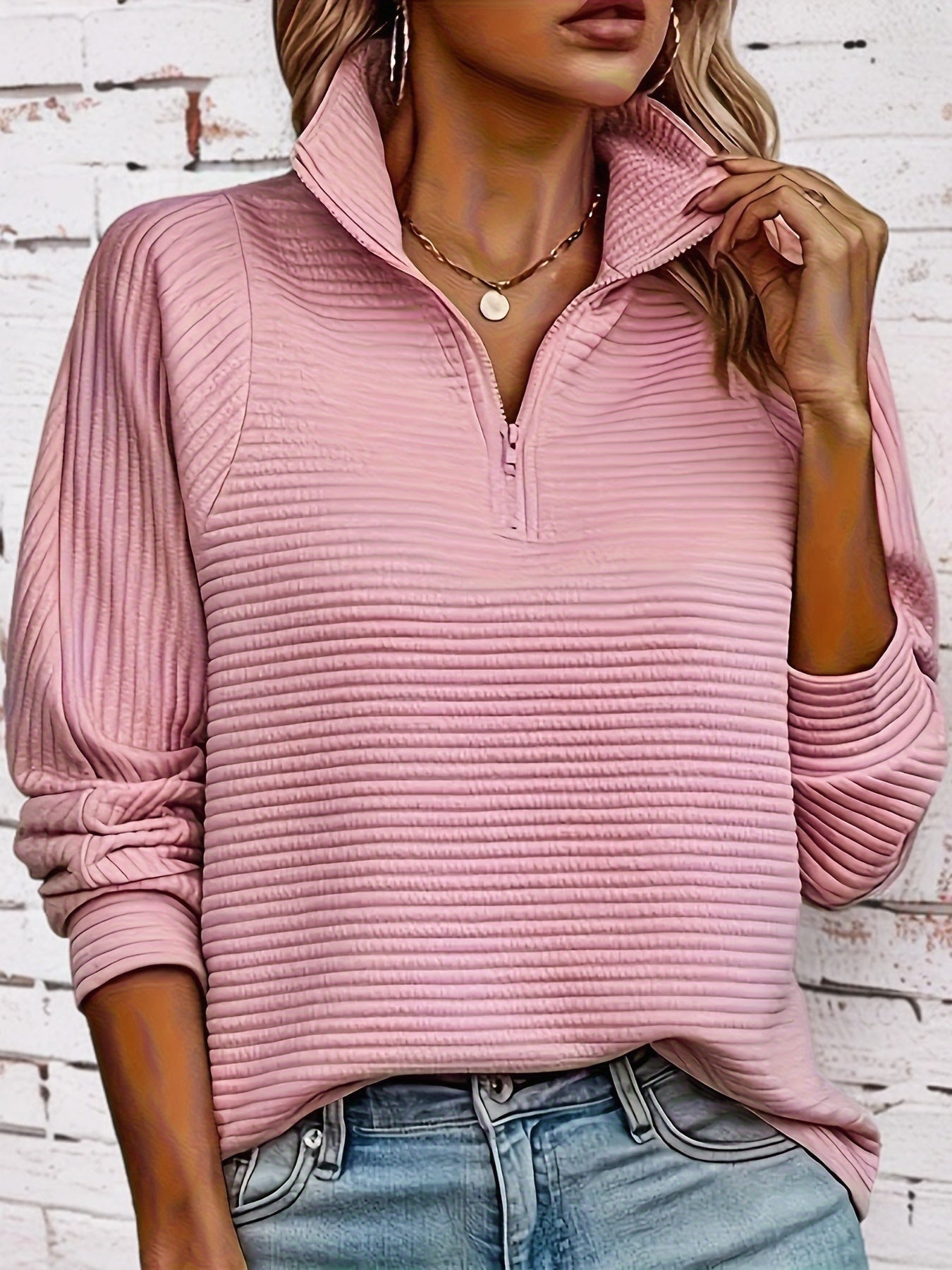 Christine - Sweat Chic Texturé Col Zippé