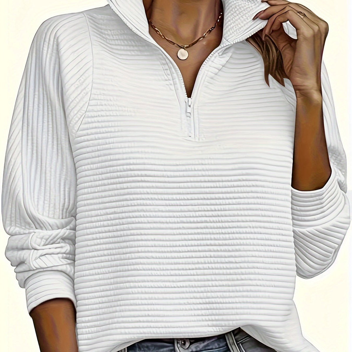 Christine - Sweat Chic Texturé Col Zippé