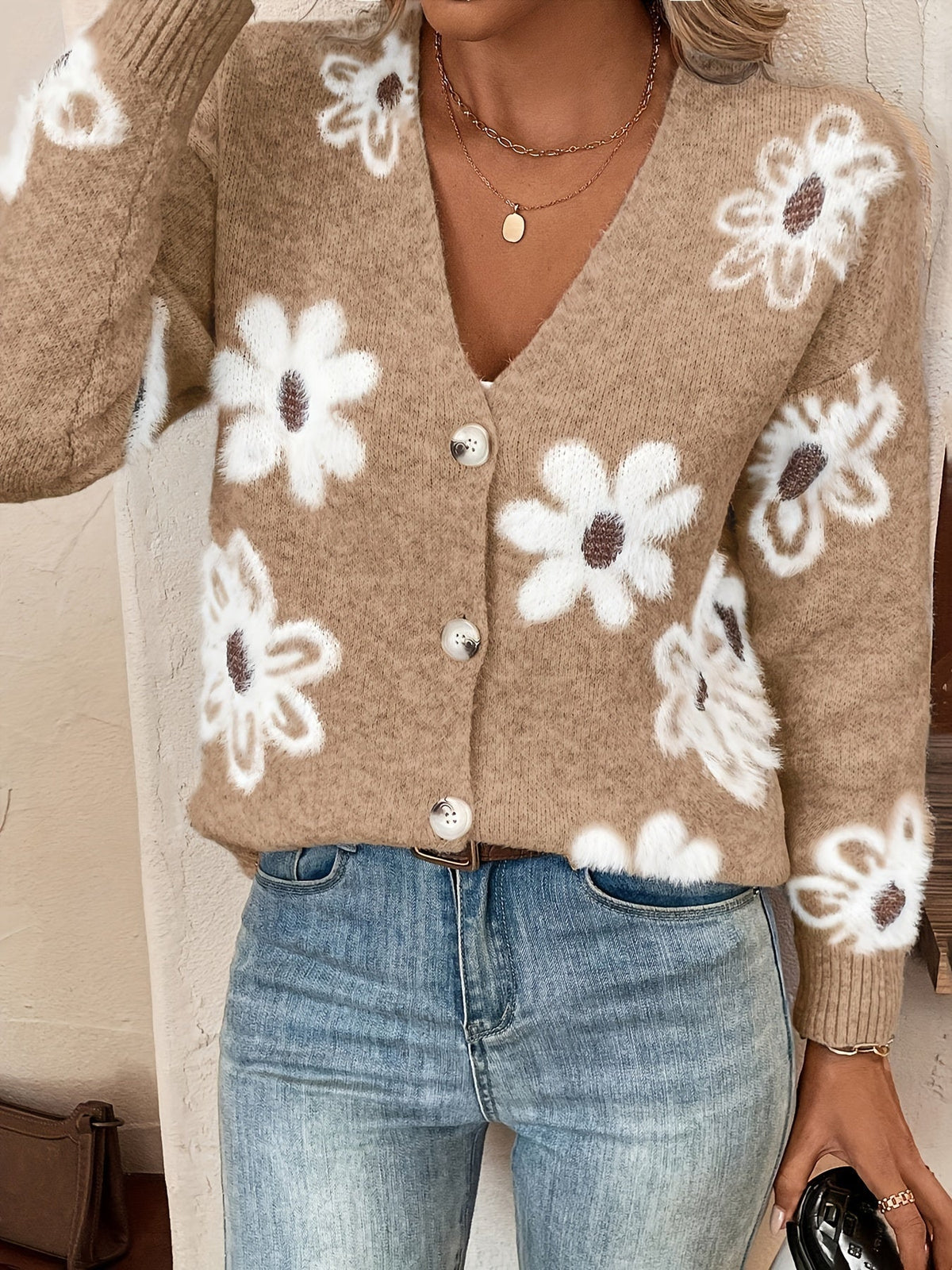Sylvie - Gilet Féminin Fleuri Boutonné
