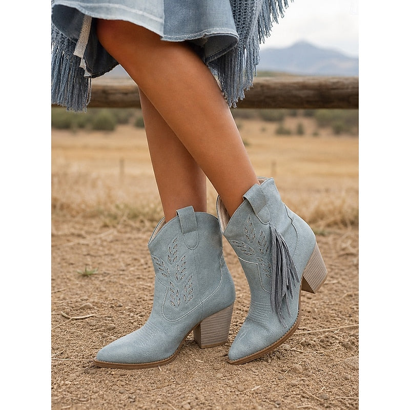 Chloé - Bottines Cowboy Chic Daim Franges
