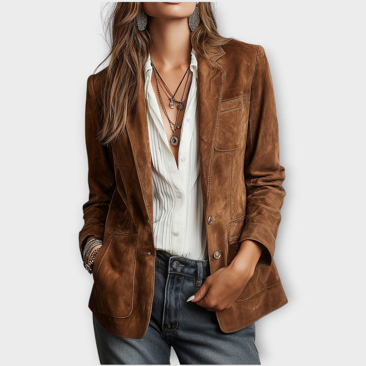 Priya | Blazer Chic Daim Vintage