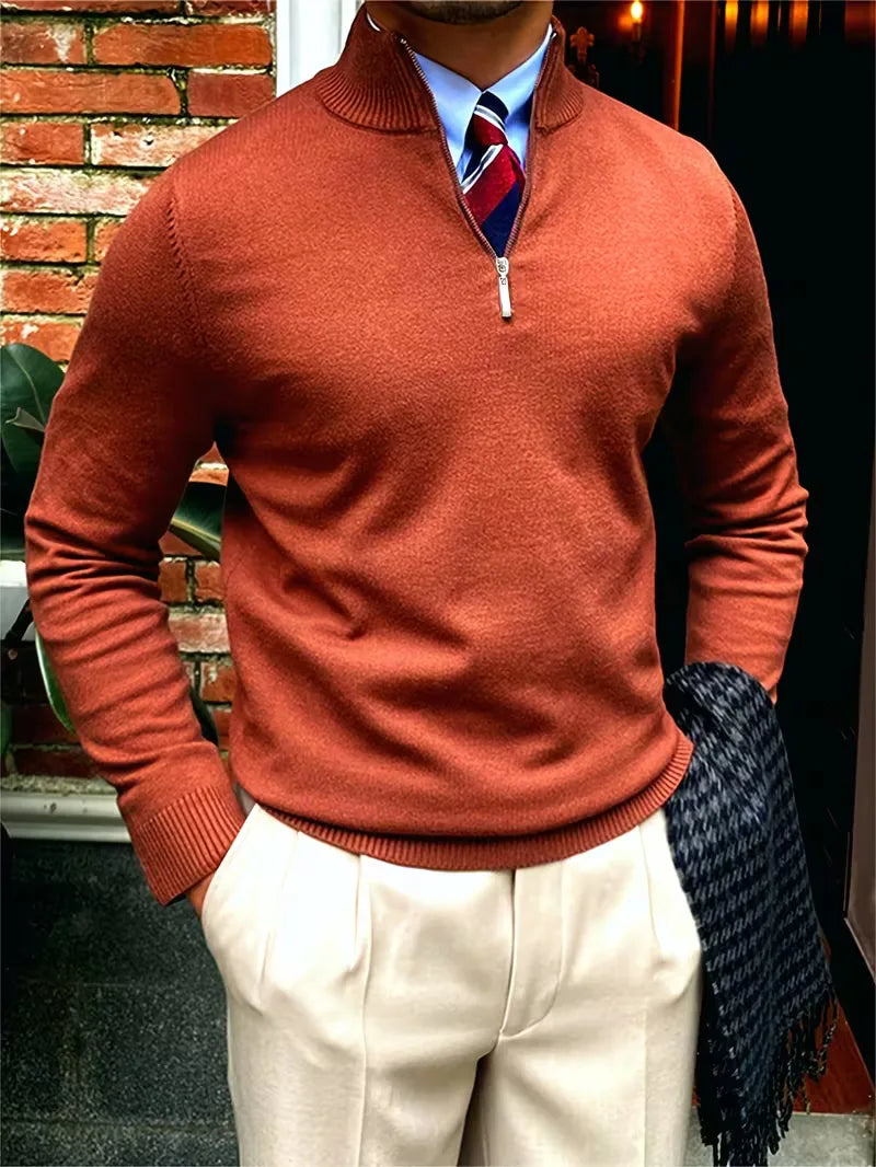 Thomas - Pull Élégant Col Montant Zippé