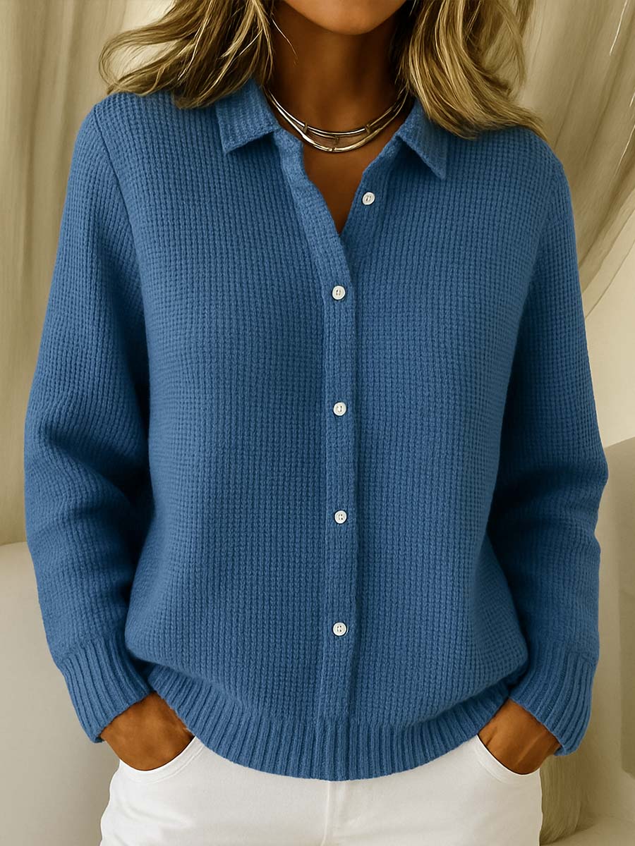Isabelle - Cardigan Élégant Oversize Col Chemise