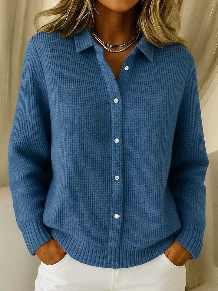 Caroline - Gilet Élégant Maille Gaufrée