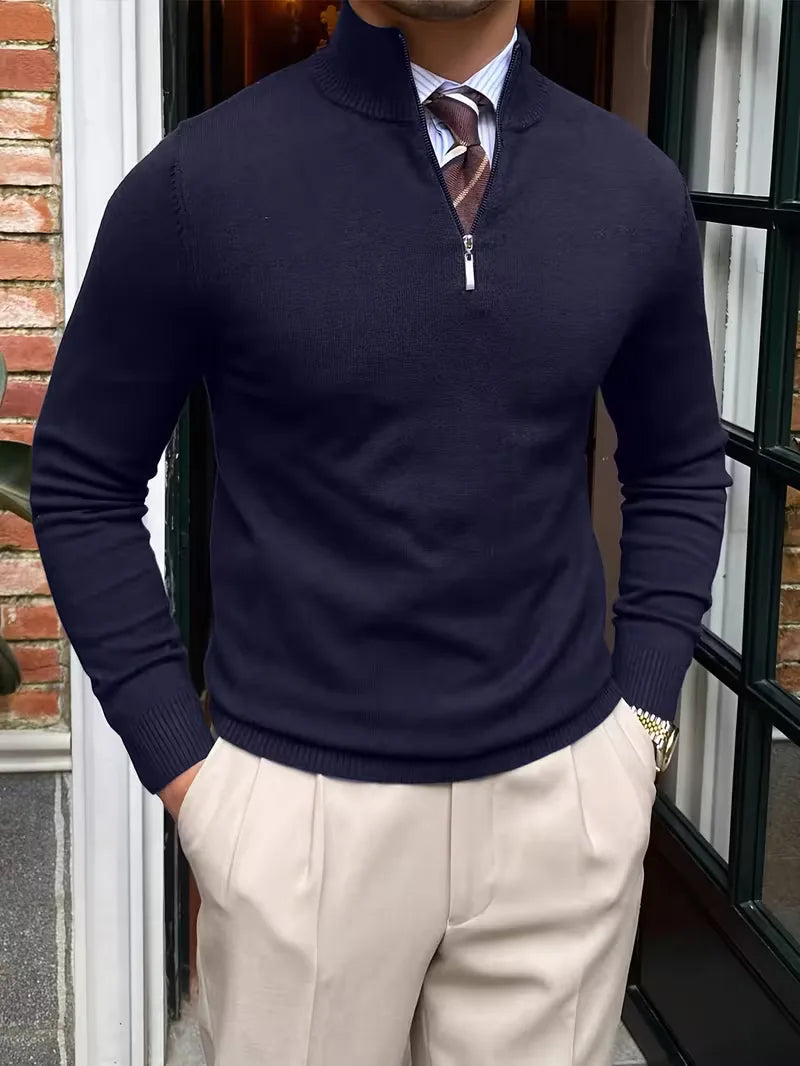Thomas - Pull Élégant Col Montant Zippé