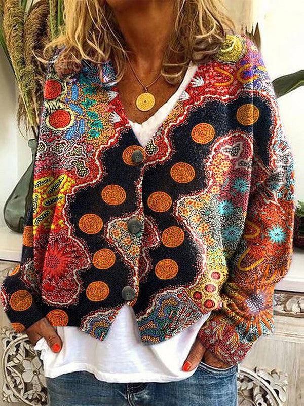 Camille - Cardigan Élégant Vintage Imprimé