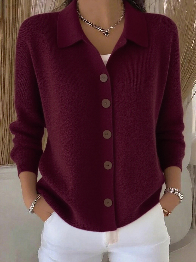 Céline | Cardigan Élégant Col Polo Boutonné