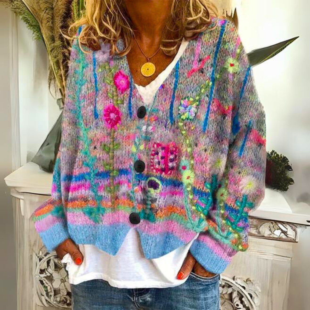 Marguerite - Gilet Féminin Fleuri Brodé