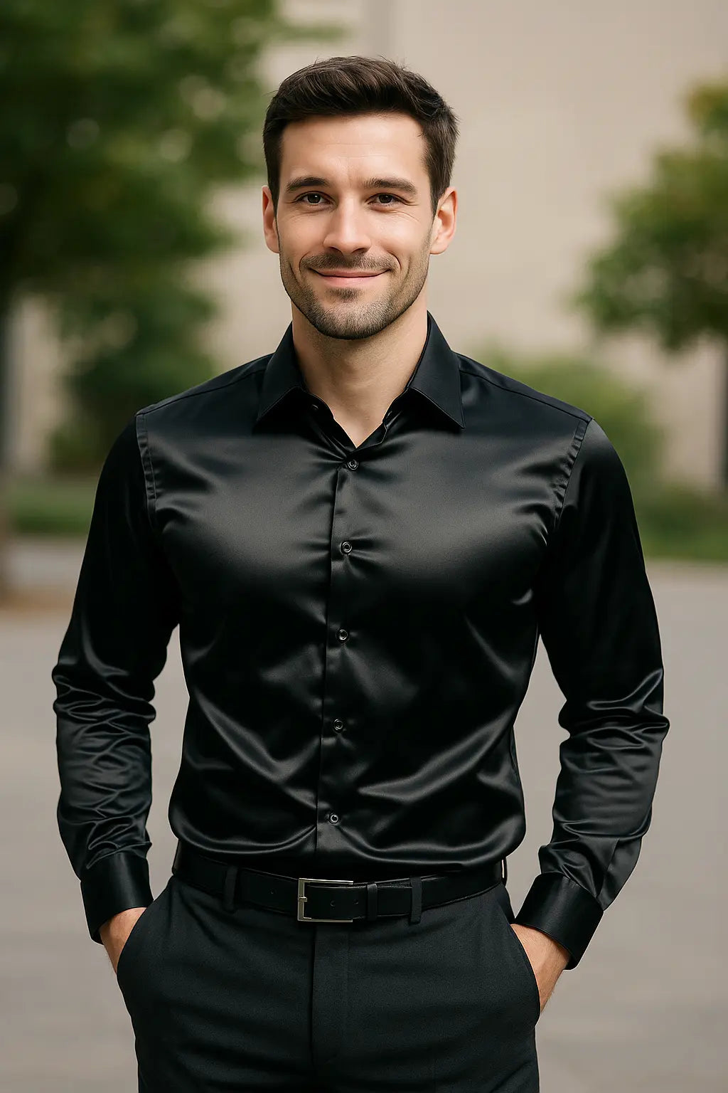 Matteo - Chemise Satinée Élégante Homme