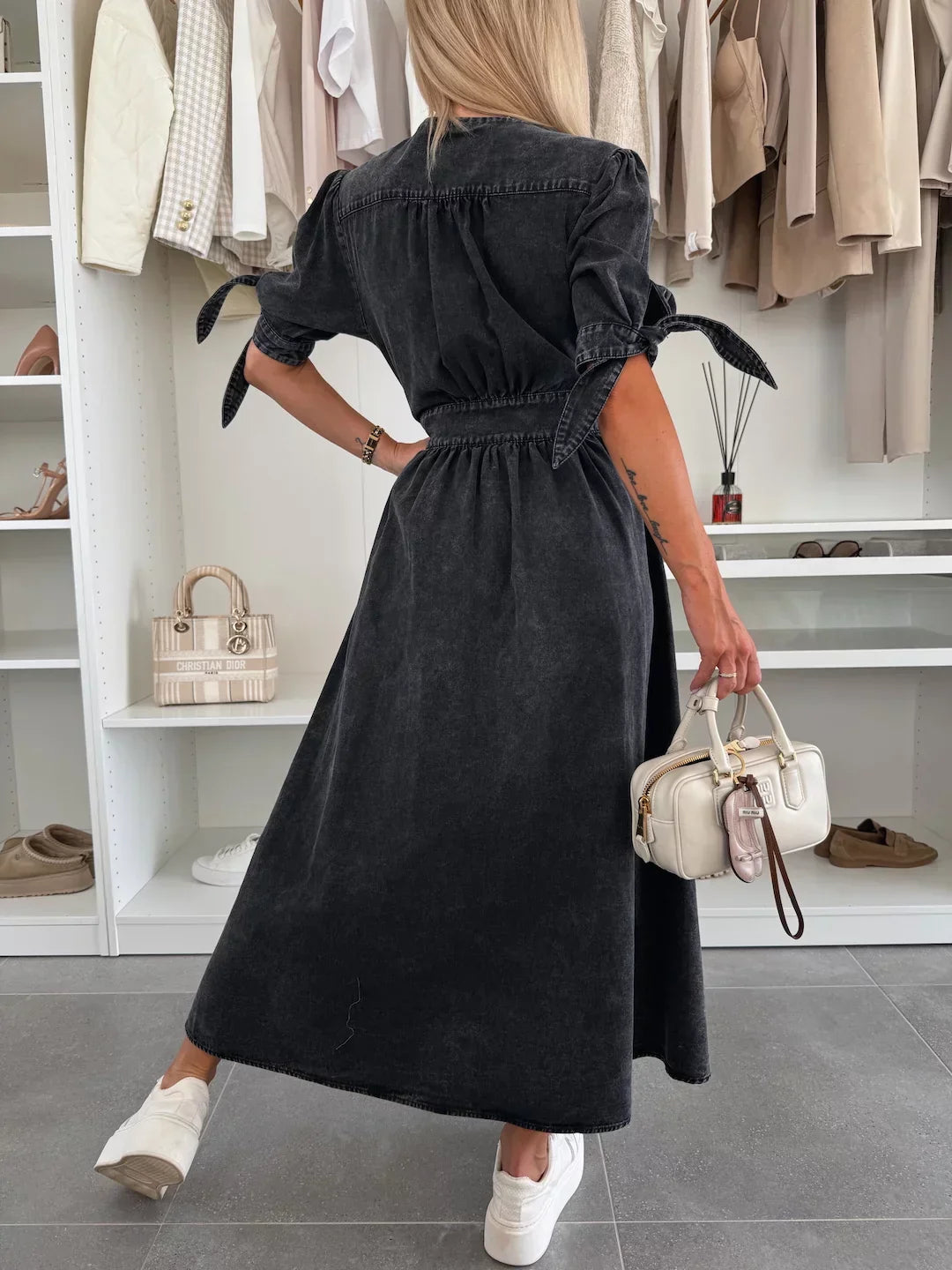 Joëlle - Robe Longue en Jean Col V