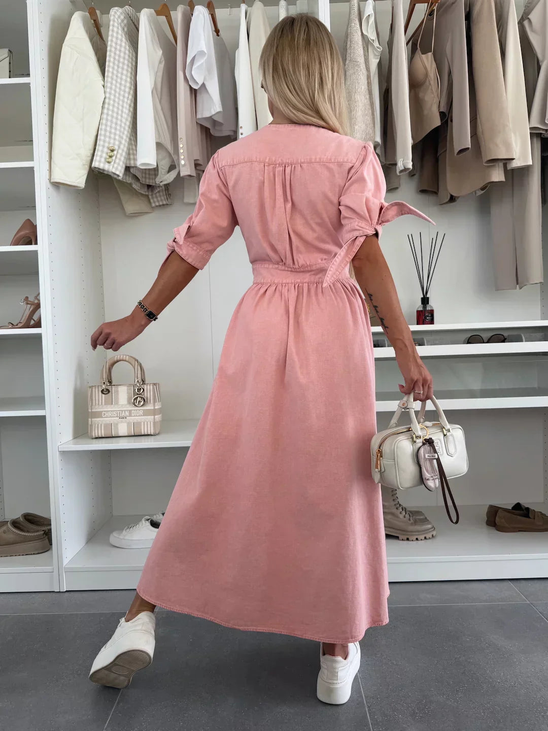 Joëlle - Robe Longue en Jean Col V