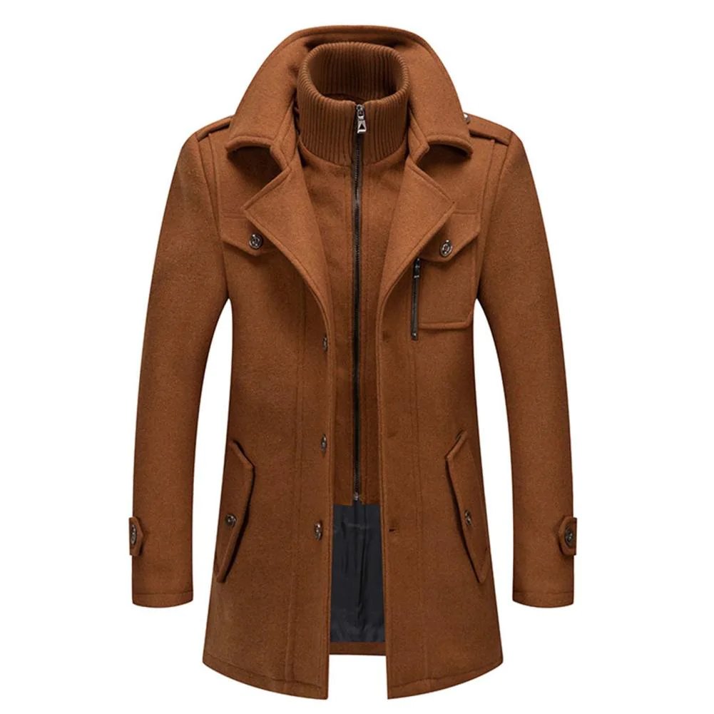 Laurent - Manteau Élégant Mi-Long Col Montant