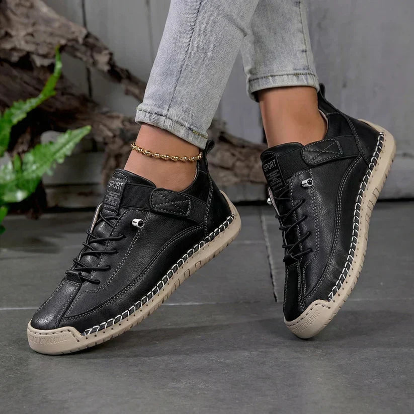 Christine | Baskets Élégantes Cuir Surpiquées