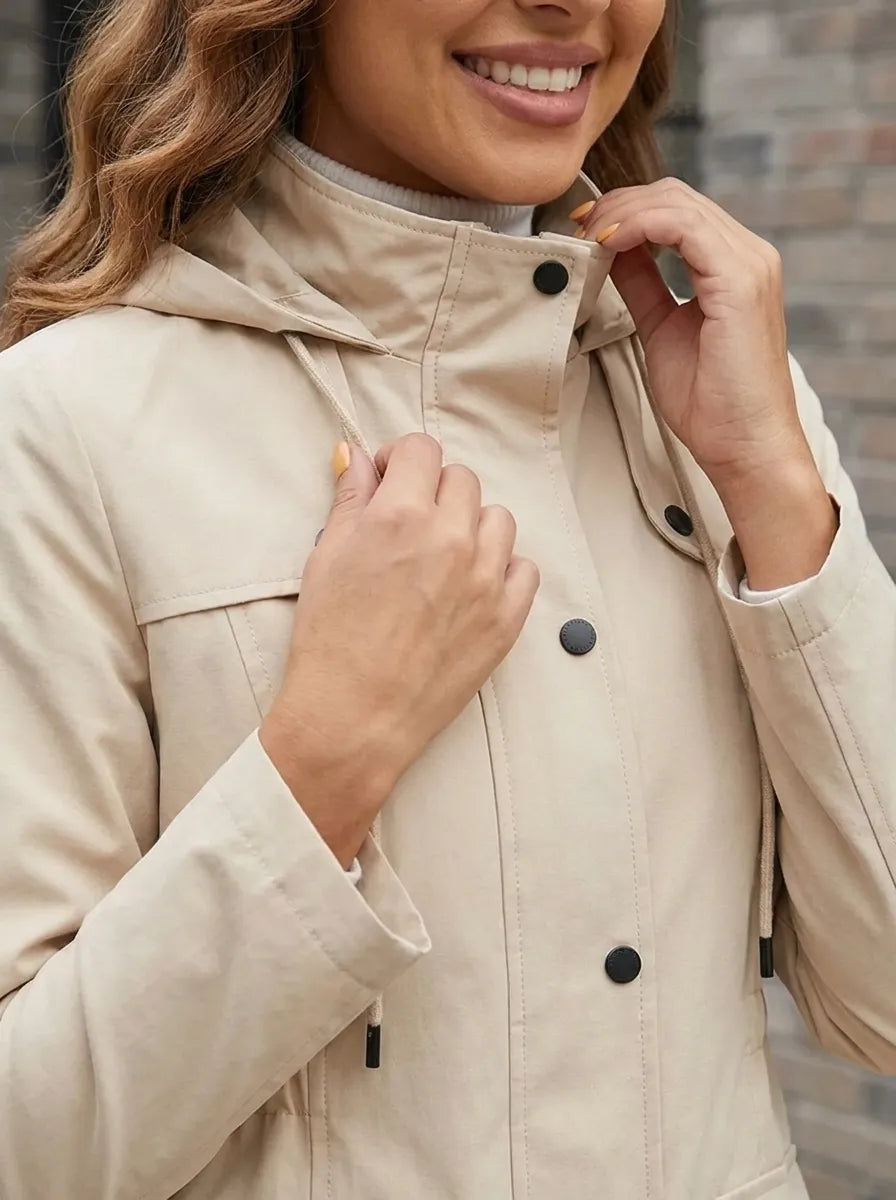 Sylvie - Parka Élégante Capuche à Poches