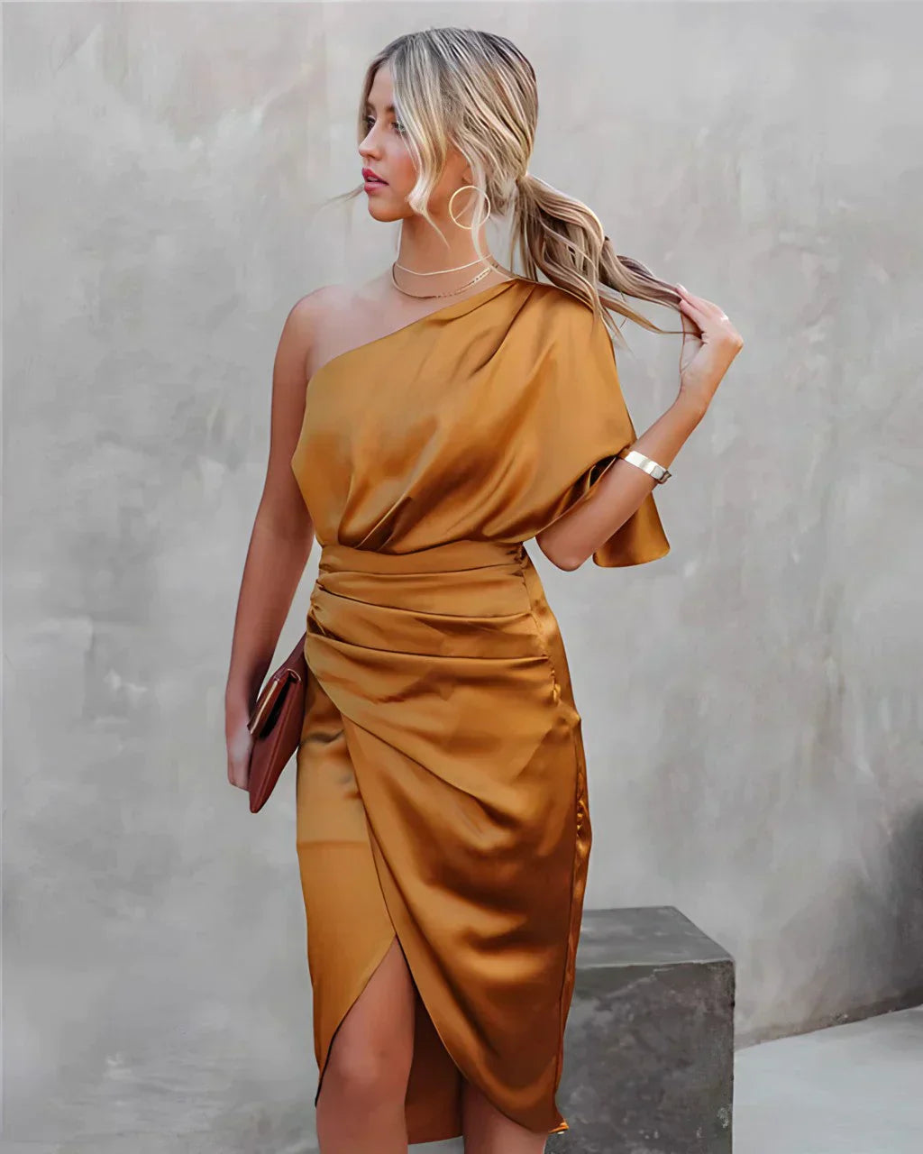 Sandrine - Robe Midi Satin Femme