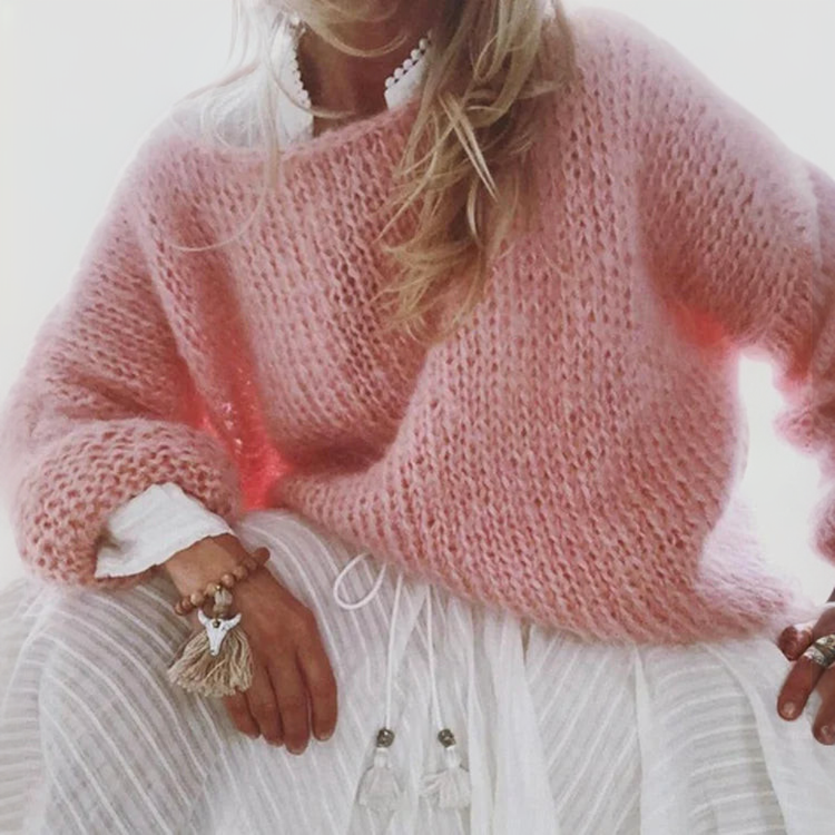 Camille - Pull Élégant Oversize Grosse Maille