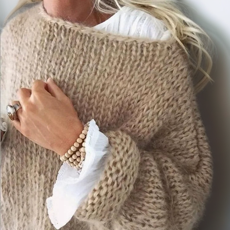 Camille - Pull Élégant Oversize Grosse Maille